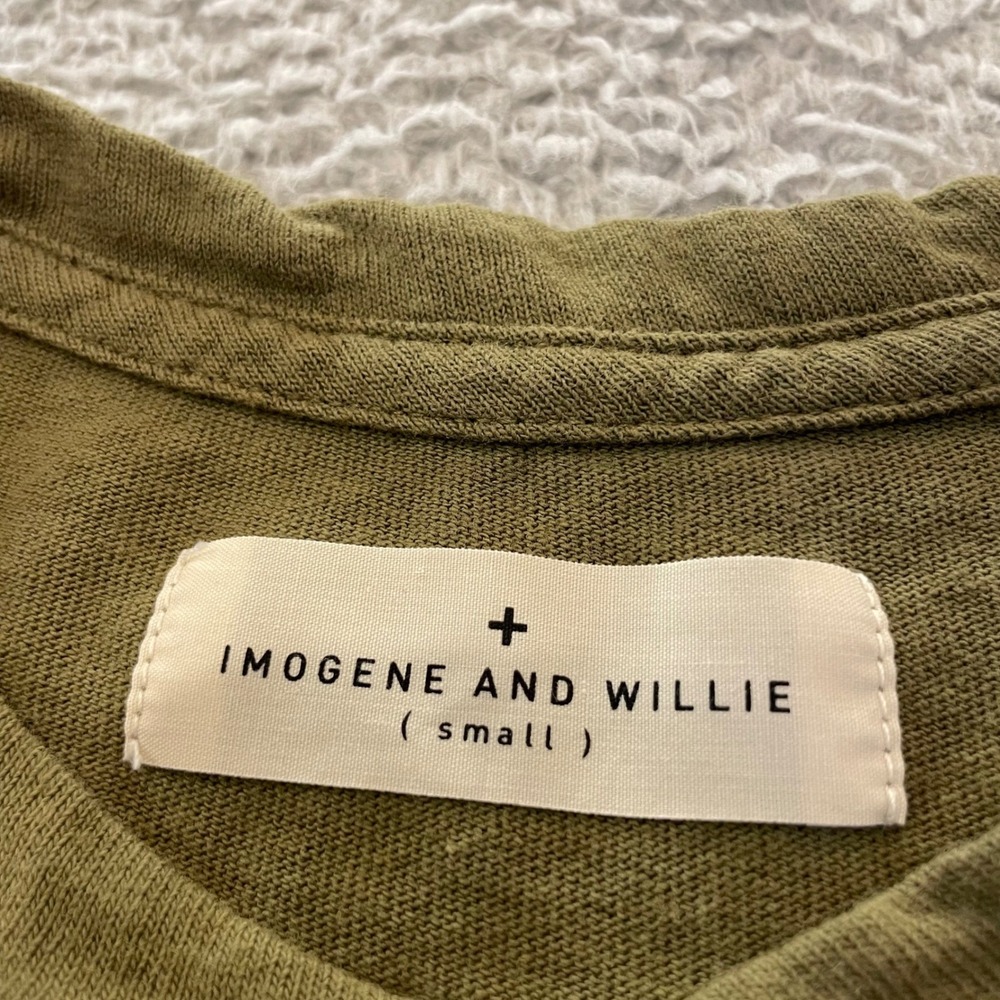Imogene and Willie T-Shirt Men Small Olive Green Short Sleeve Crew Neck USA Made - Picture 2 of 8
